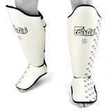 SP5 Fairtex Black Shin Pads - White, Black, Red & Blue
