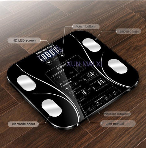 High quality Bathroom Body Fat weighing scale Glass Electronic Smart LCD  Display digital scale